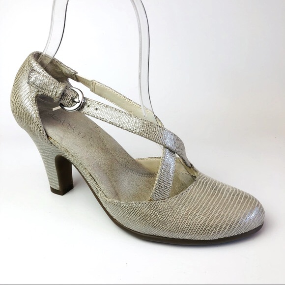 Aerosoles Paperback Metallic Cross Strap Pumps - Picture 3 of 13